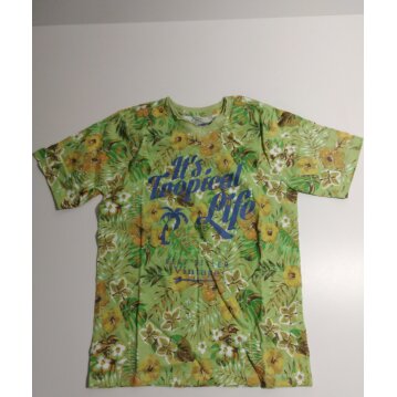 BON PRIX Jungs T-Shirt kurzarm, grün m. Muster, 140/146