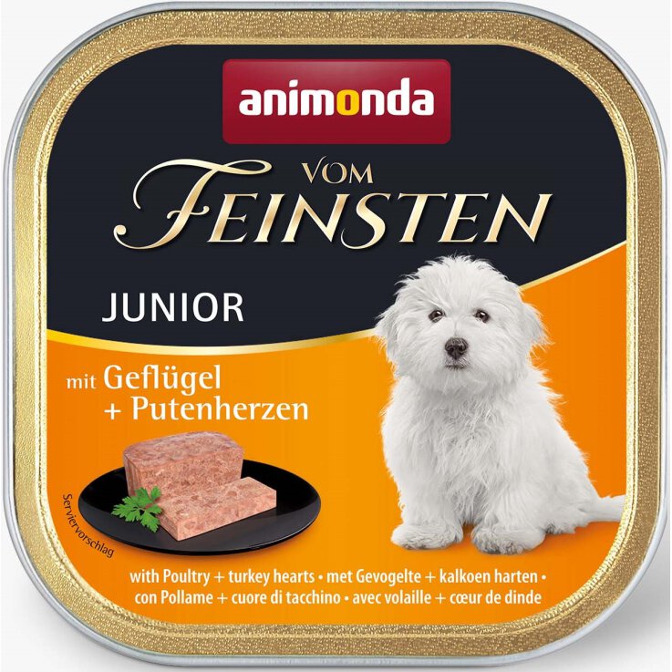 Hunde - Nassfutter ANIMONDA Vom Feinsten Junior Geflügel + Putenherzen