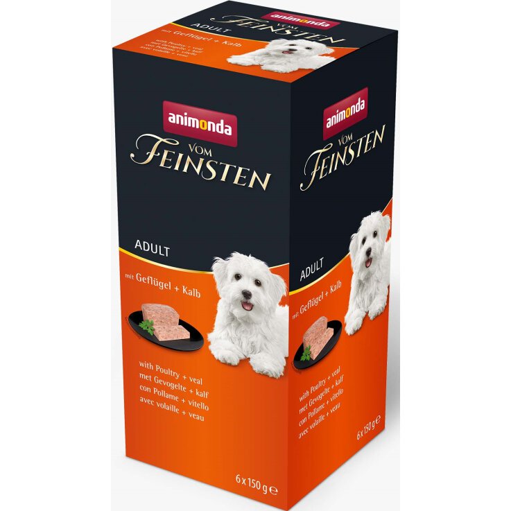 Hunde - Nassfutter ANIMONDA Vom Feinsten Adult Multipack Geflügel + Kalb, 6 x 150 g