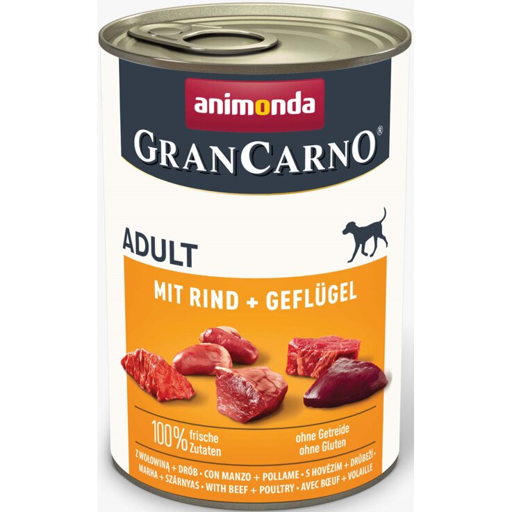 Hunde - Nassfutter ANIMONDA GranCarno Adult Rind + Geflügel, 400 g