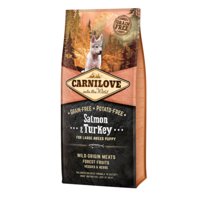 Hunde - Trockenfutter CARNILOVE Puppy Salmon & Turkey Large Breed, 12 kg