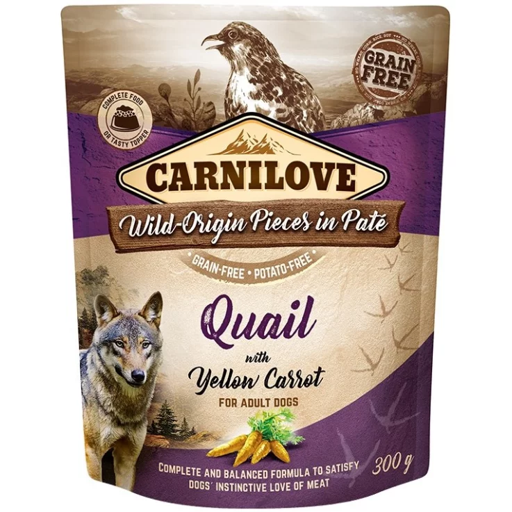 Hunde - Nassfutter CARNILOVE Adult Paté Quail & Yellow Carrot, 300 g