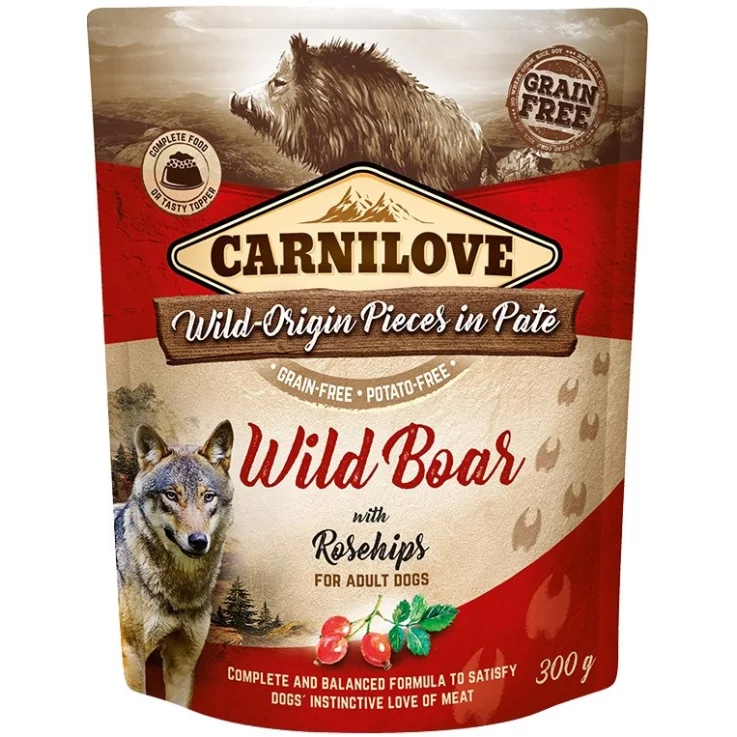 Hunde - Nassfutter CARNILOVE Adult Paté Wild Boar & Rosehips, 300 g