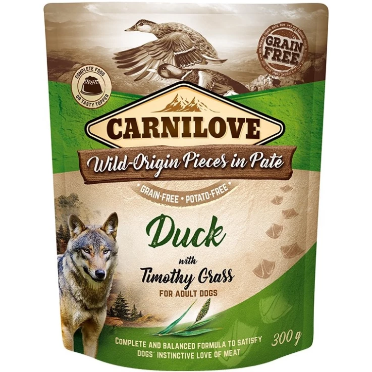 Hunde - Nassfutter CARNILOVE Adult Paté Duck & Timothy Grass, 300 g