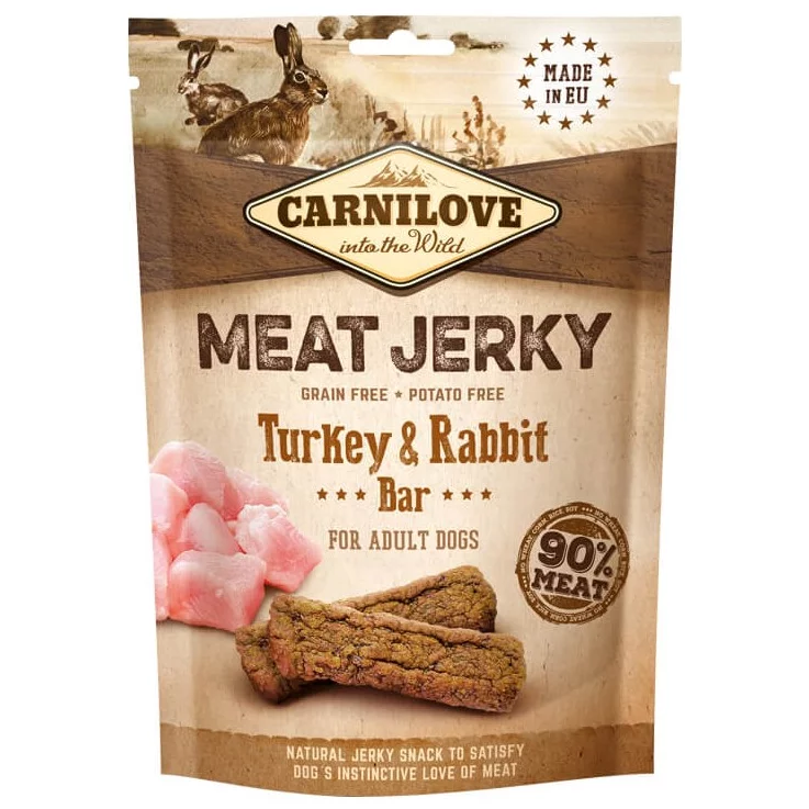 Hunde - Snacks CARNILOVE Meat Jerky Turkey & Rabbit Bar, 100 g