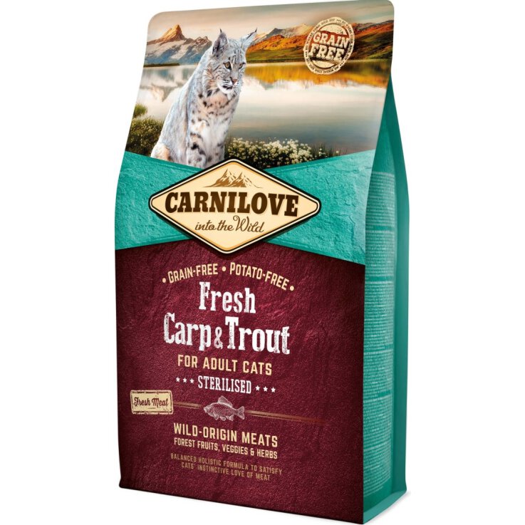 Katzen - Trockenfutter CARNILOVE Adult Fresh Carp & Trout Sterilised, 2 kg