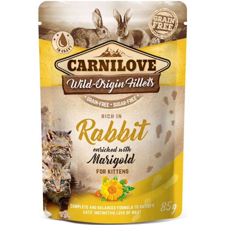 Katzen - Nassfutter CARNILOVE Kitten Rabbit & Marigold, 85 g