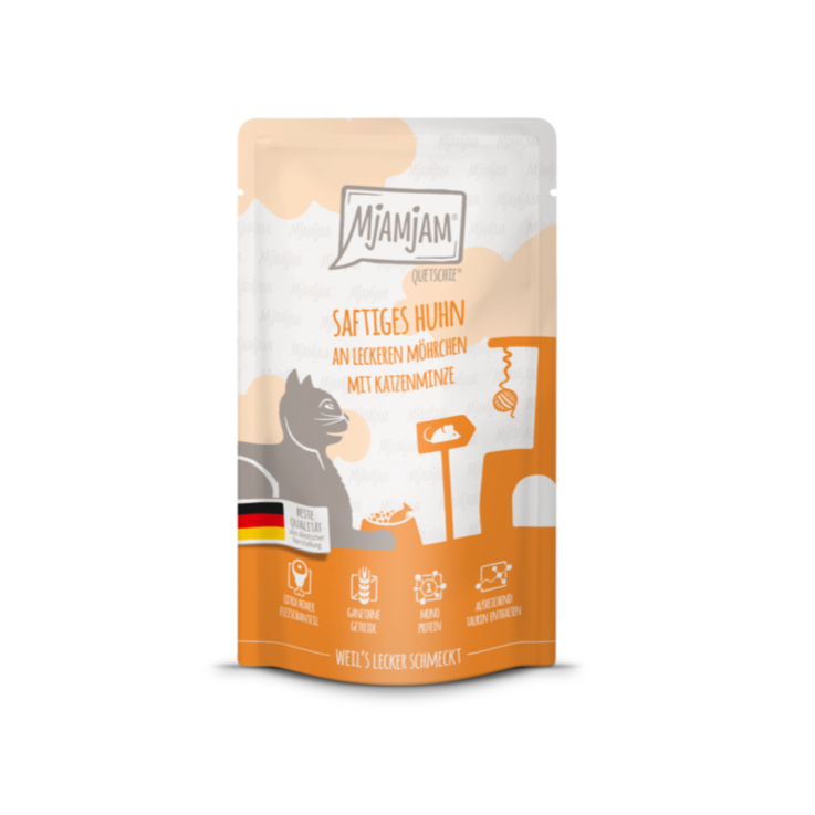 Katzen - Nassfutter MjAMjAM Adult Saftiges Huhn an leckeren Möhrchen, 125 g