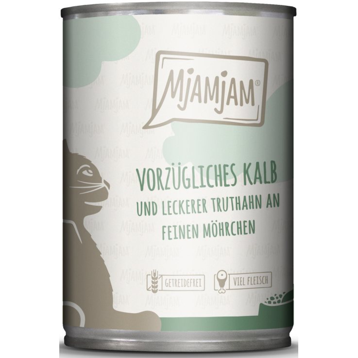 Katzen - Nassfutter MJAMJAM Cat Adult Kalb & Truthahn, 400 g