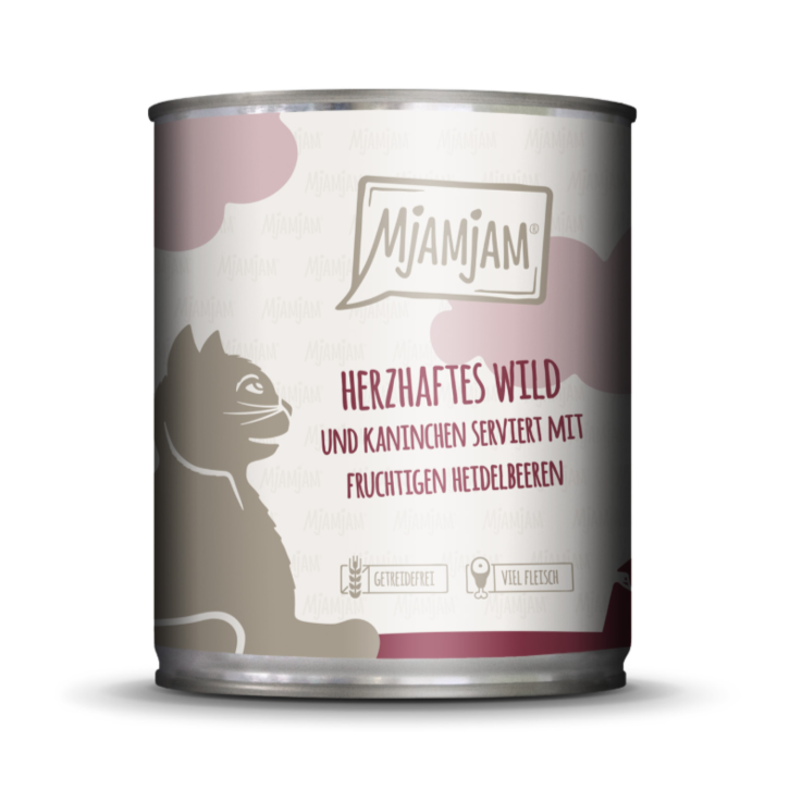 Katzen - Nassfutter MjAMjAM Adult Herzhaftes Wild & Kaninchen an fruchtigen Heidelbeeren, 800 g