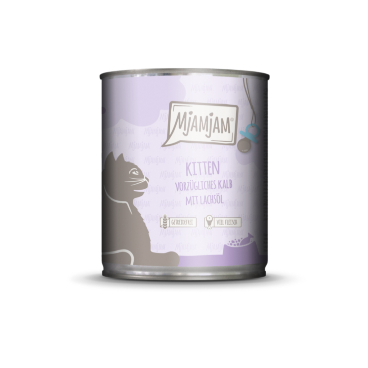 Katzen - Nassfutter MjAMjAM Kitten Vorzügliches Kalb mit Lachsöl, 800 g
