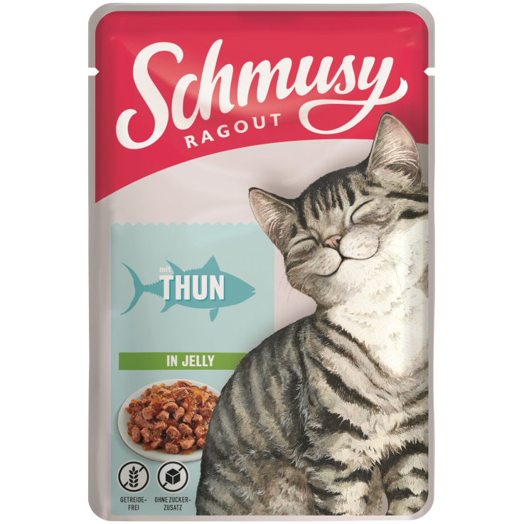 Katzen - Nassfutter SCHMUSY Adult Ragout mit Thunfisch in Jelly, 100 g