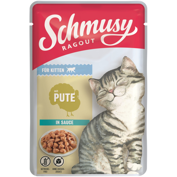 Katzen - Nassfutter SCHMUSY Kitten Ragout mit Pute in Sauce, 100 g