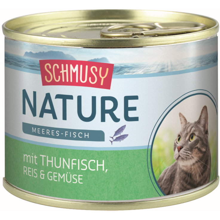 Katzen - Nassfutter SCHMUSY Adult Nature Meeresfisch - Tunfisch & Gemüse, 185 g