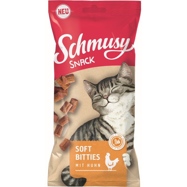 Katzen - Snacks SCHMUSY Adult Soft Bitties mit Huhn, 60 g
