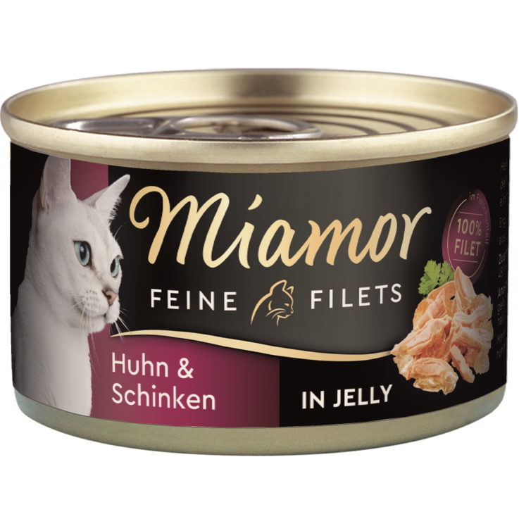 Katzen - Nassfutter MIAMOR Adult Feine Filets in Jelly Huhn & Schinken, 100 g
