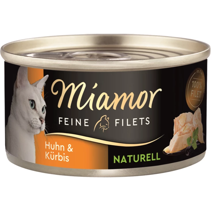 Katzen - Nassfutter MIAMOR Adult Feine Filets Naturell Huhn & Kürbis, 80 g