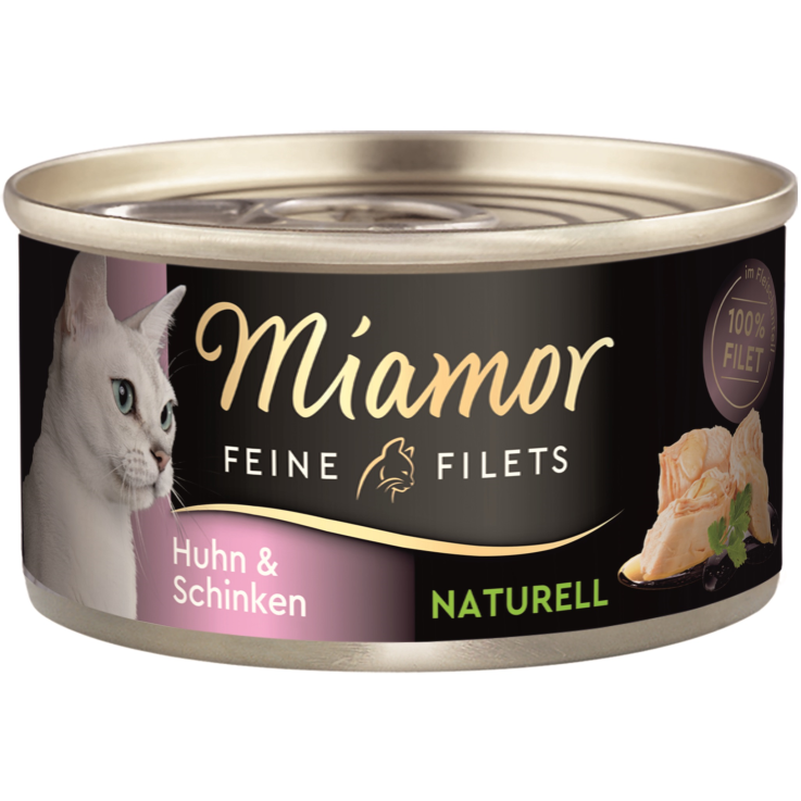 Katzen - Nassfutter MIAMOR Adult Feine Filets Naturell Huhn & Schinken, 80 g