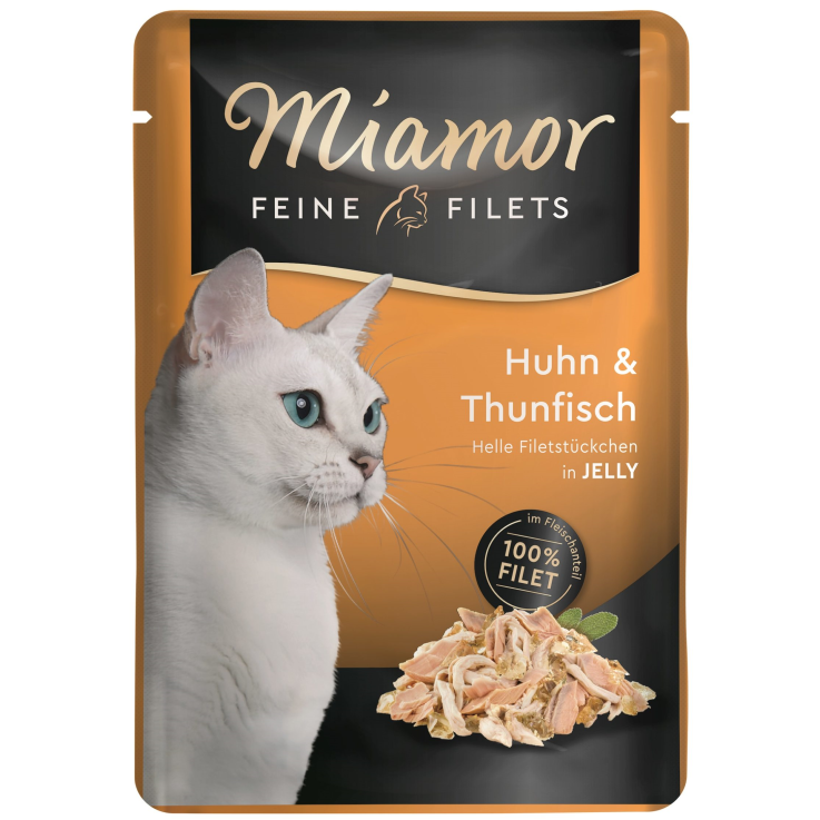Katzen - Nassfutter MIAMOR Adult Feine Filets in Jelly Huhn & Thun, 100 g