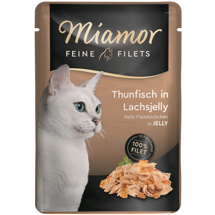 Katzen - Nassfutter MIAMOR Adult Feine Filets in Jelly Thunfisch in Lachsjelly, 100 g