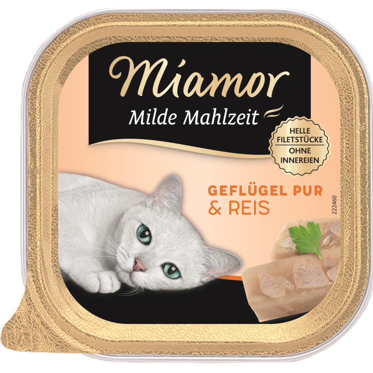 Katzen - Nassfutter MIAMOR Adult Milde Mahlzeit Geflügel pur & Reis, 100 g