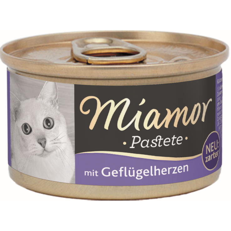 Katzen - Nassfutter MIAMOR Adult Pastete Geflügelherzen, 85 g