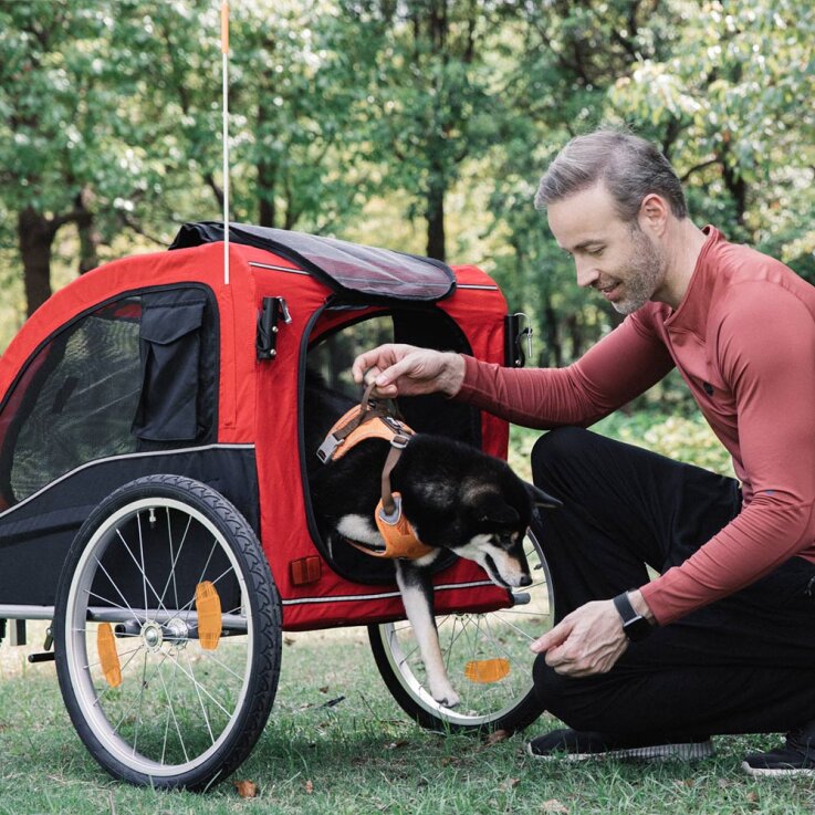 NOBBY Fahrrad-Anhänger „SENLIMA“ rot-schwarz, M