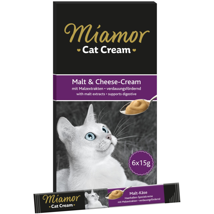 Katzen - Snacks MIAMOR Cat Snack Malt & Cheese - Cream, 6 x 15 g