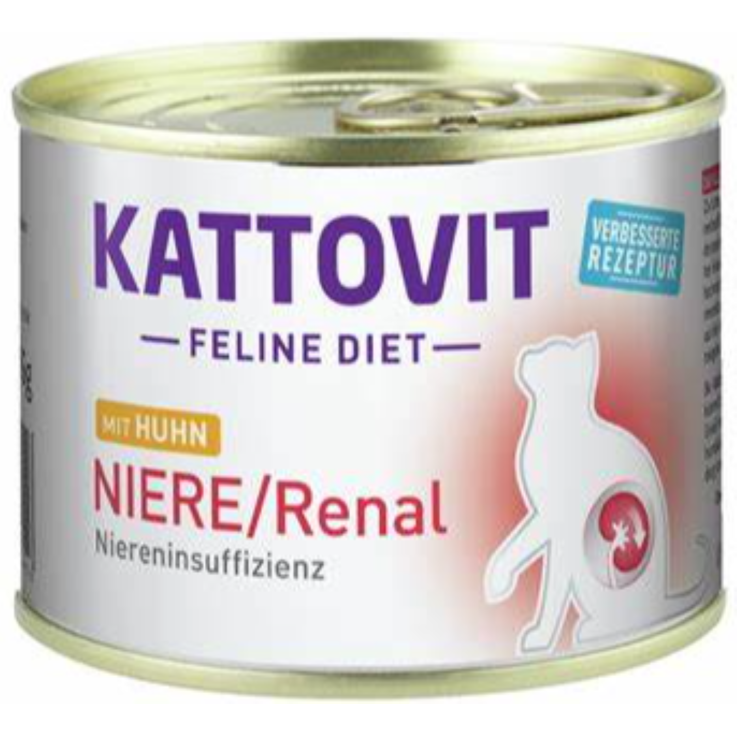 Katzen - Nassfutter KATTOVIT Feline Diet Niere/Renal Huhn, 185 g
