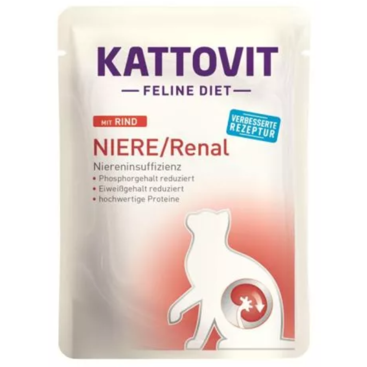 Katzen - Nassfutter KATTOVIT Feline Diet Niere/Renal Rind, 85 g