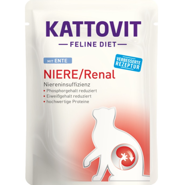 Katzen - Nassfutter KATTOVIT Feline Diet Niere/Renal Ente, 85 g
