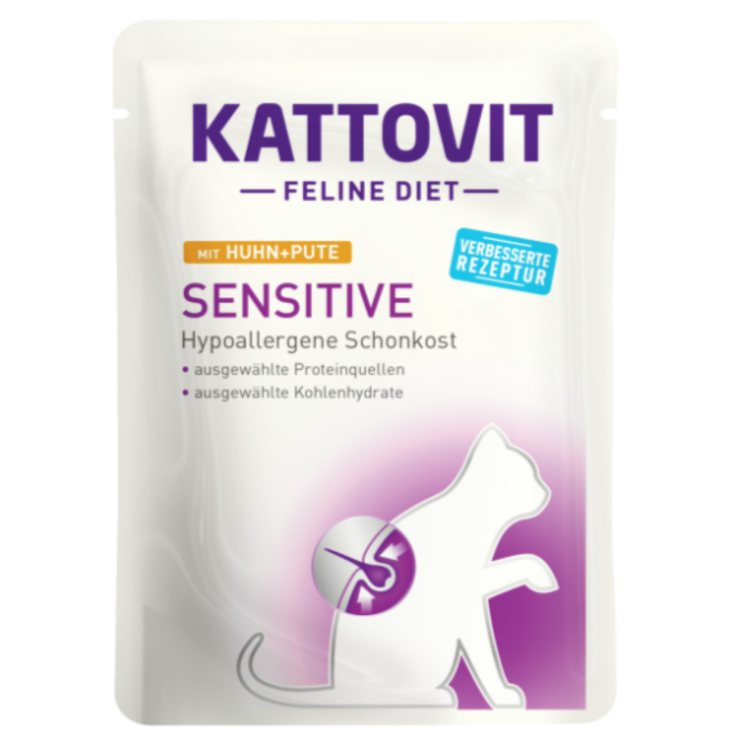 Katzen - Nassfutter KATTOVIT Feline Diet Sensitive Huhn & Pute, 85 g
