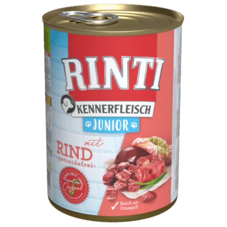 Hunde - Nassfutter RINTI Junior Kennerfleisch mit Rind, 400 g