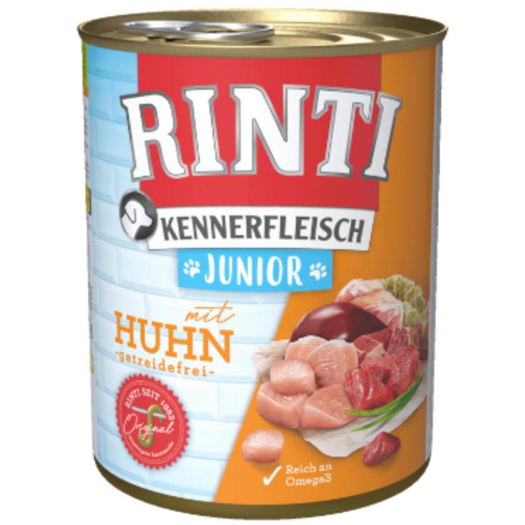 Hunde - Nassfutter RINTI Junior Kennerfleisch mit Huhn, 800 g
