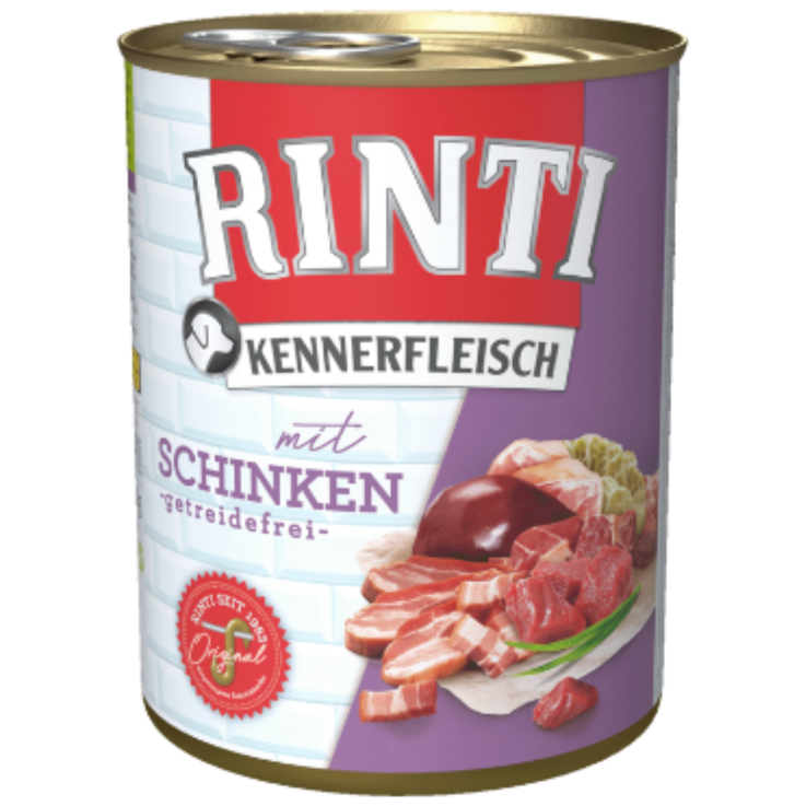 Hunde - Nassfutter RINTI Adult Kennerfleisch mit Schinken, 800 g