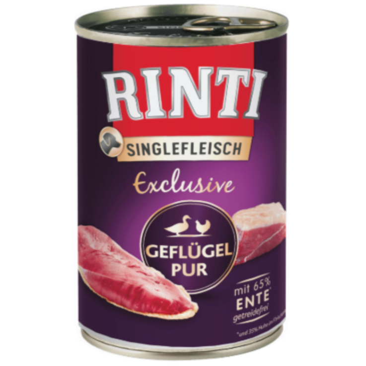 Hunde - Nassfutter RINTI Adult Singlefleisch Exclusive Geflügel Pur, 400 g