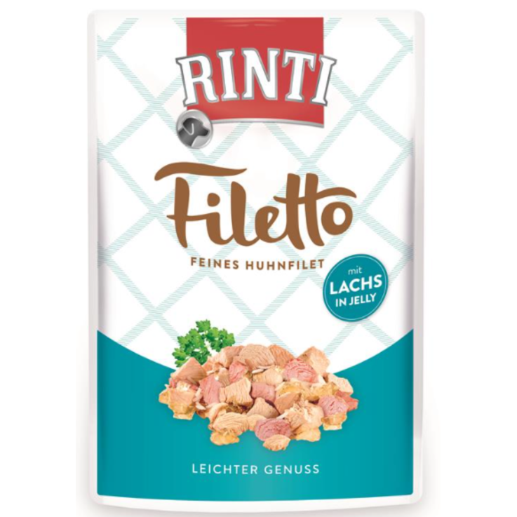 Hunde - Nassfutter RINTI Adult Filetto, Huhnfilet mit Lachs, 100 g