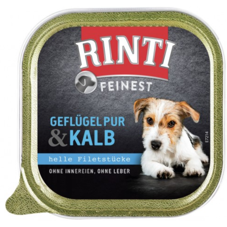 Hunde - Nassfutter RINTI Adult Feinest Geflügel Pur & Kalb, 150 g