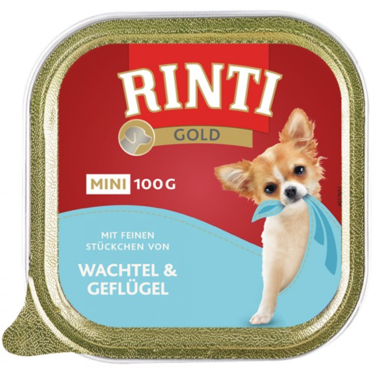 Hunde - Nassfutter RINTI Adult Gold Mini, Wachtel & Geflügel, 100 g