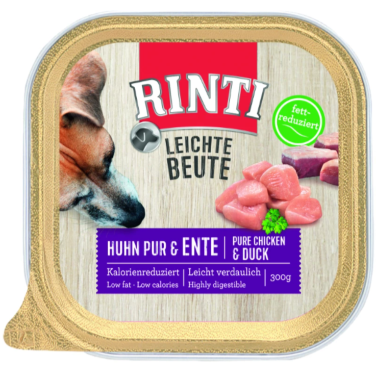 Hunde - Nassfutter RINTI Adult Leichte Beute, Huhn Pur & Ente, 300 g
