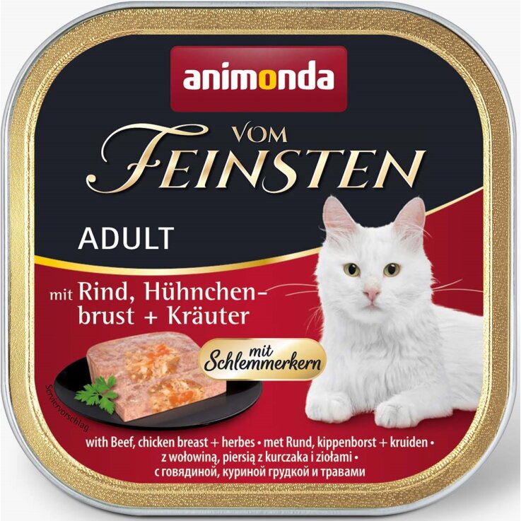 Katzen - Nassfutter ANIMONDA Vom Feinsten Adult Schlemmerkern Rind + Kräuter, 100 g