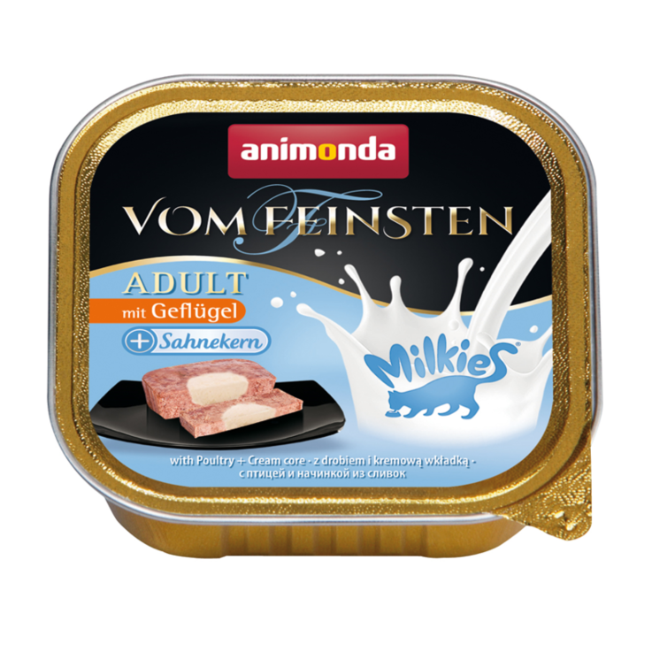 Katzen - Nassfutter ANIMONDA Vom Feinsten Milkies mit Geflügel + Sahnekern, 100 g