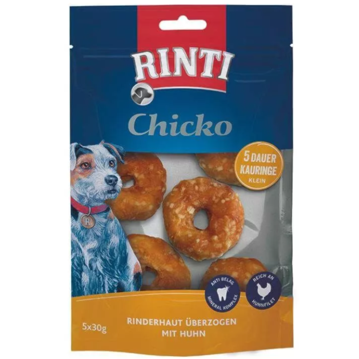 Hunde - Snack RINTI Chicko Kauringe klein mit Huhn, 5 x 30 g