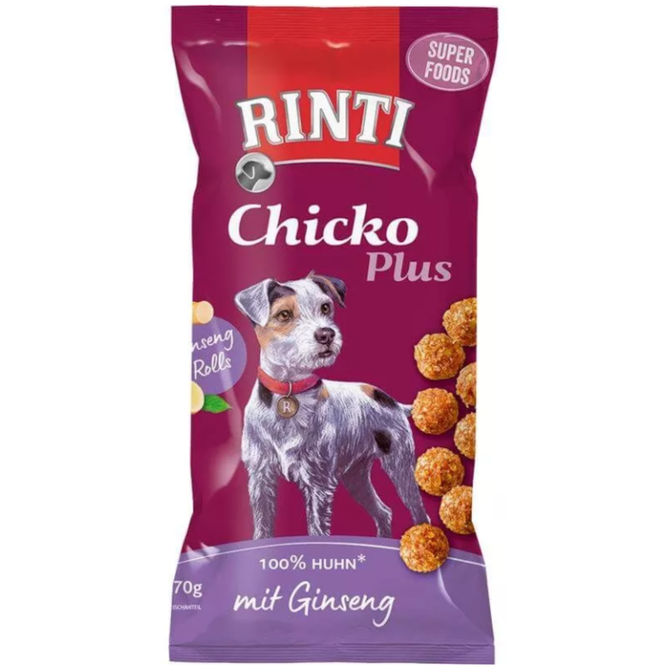 Hunde - Snack RINTI Chicko Plus Superfoods Ginseng Rolls, 70 g