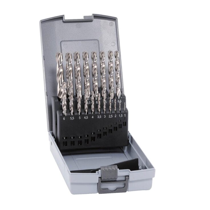 ALPEN Kassette HSS Cobalt-Spiralbohrer KP 19 Ø 1 - 10mm in 0,5mm Schritten 19-teilig