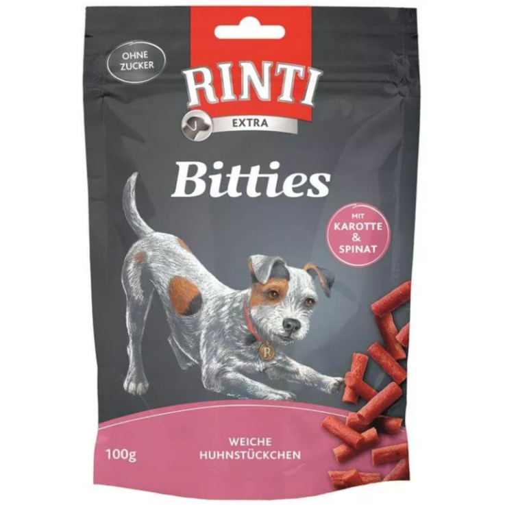 Hunde - Snack RINTI Bitties Huhn mit Karotte & Spinat, 100 g