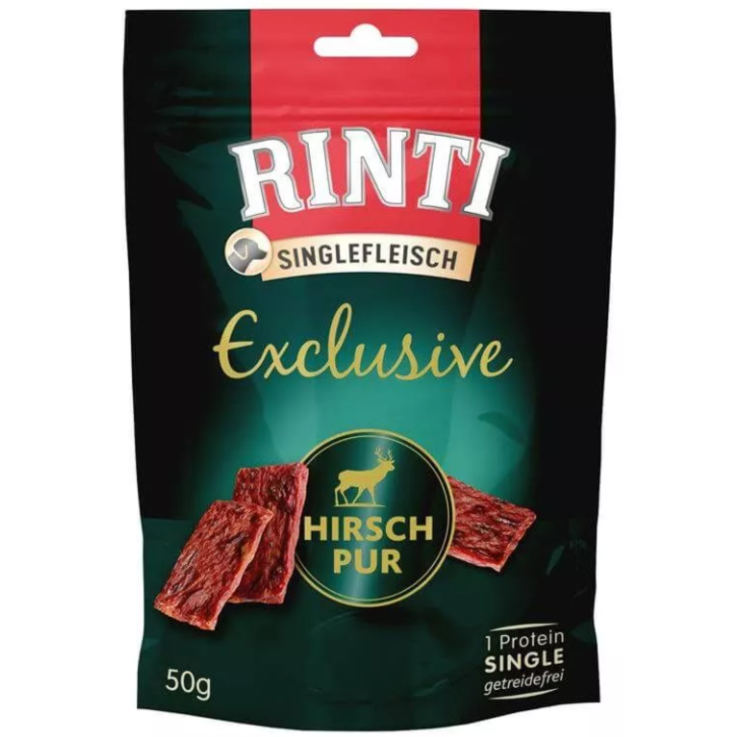 Hunde - Snack RINTI Singlefleisch Exclusive Hirsch Pur, 50 g