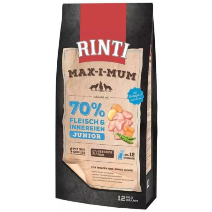 Hunde - Trockenfutter RINTI Junior Max-i-Mum Huhn, 12 kg