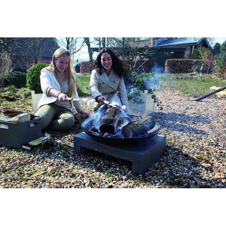 ESSCHERT DESIGN Feuerschale "Granito" auf rechteckigem Sockel