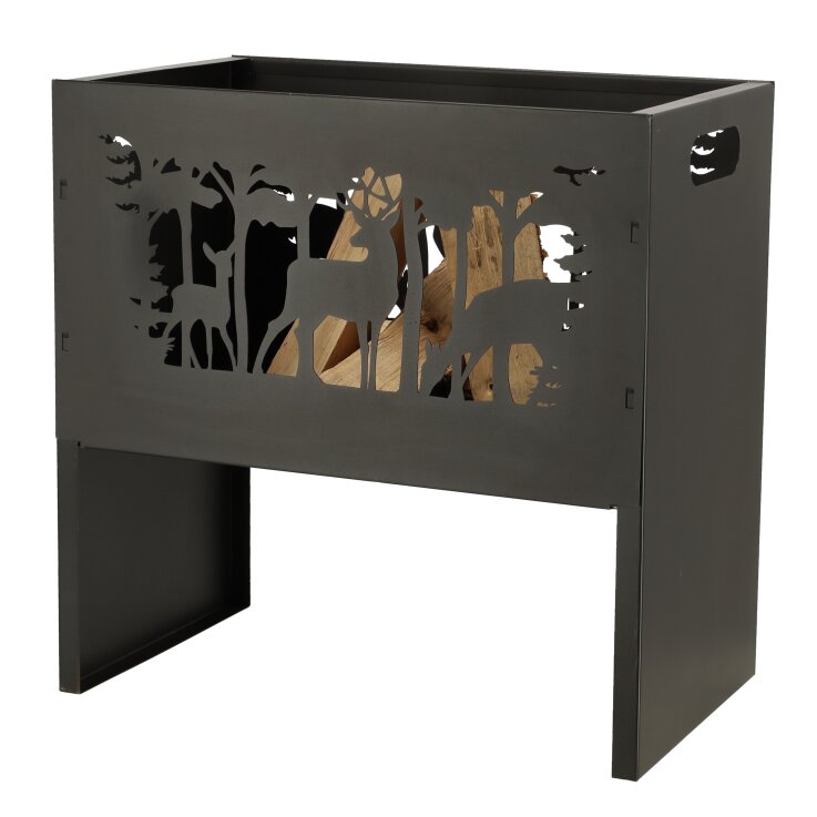 ESSCHERT DESIGN Feuerkorb mit Hirsch, rechteckig